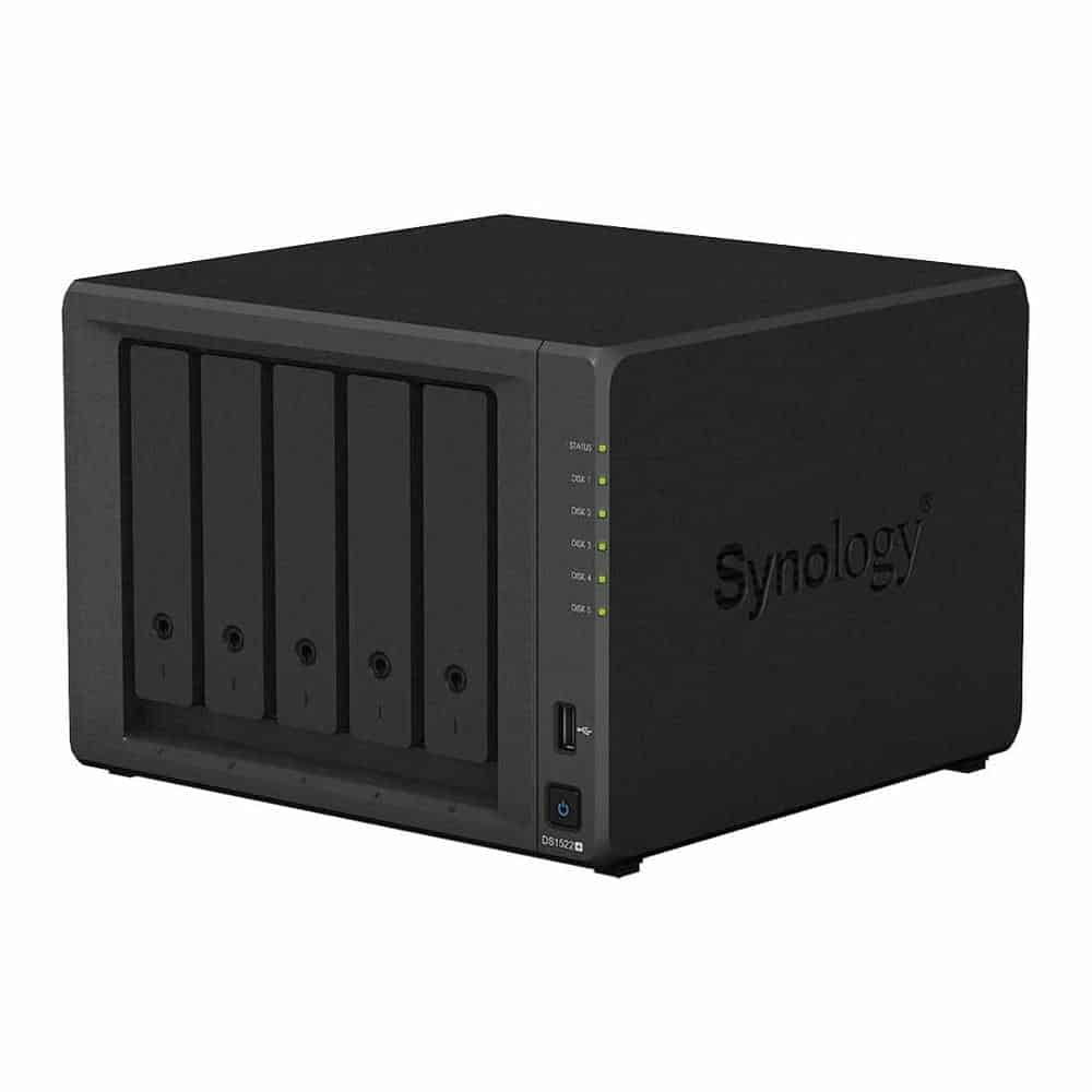 Synology 5 Bay DS1522+ Desktop NAS Unit with 2 M.2 Slots + 5x 8TB Synology HAT3300 HDD